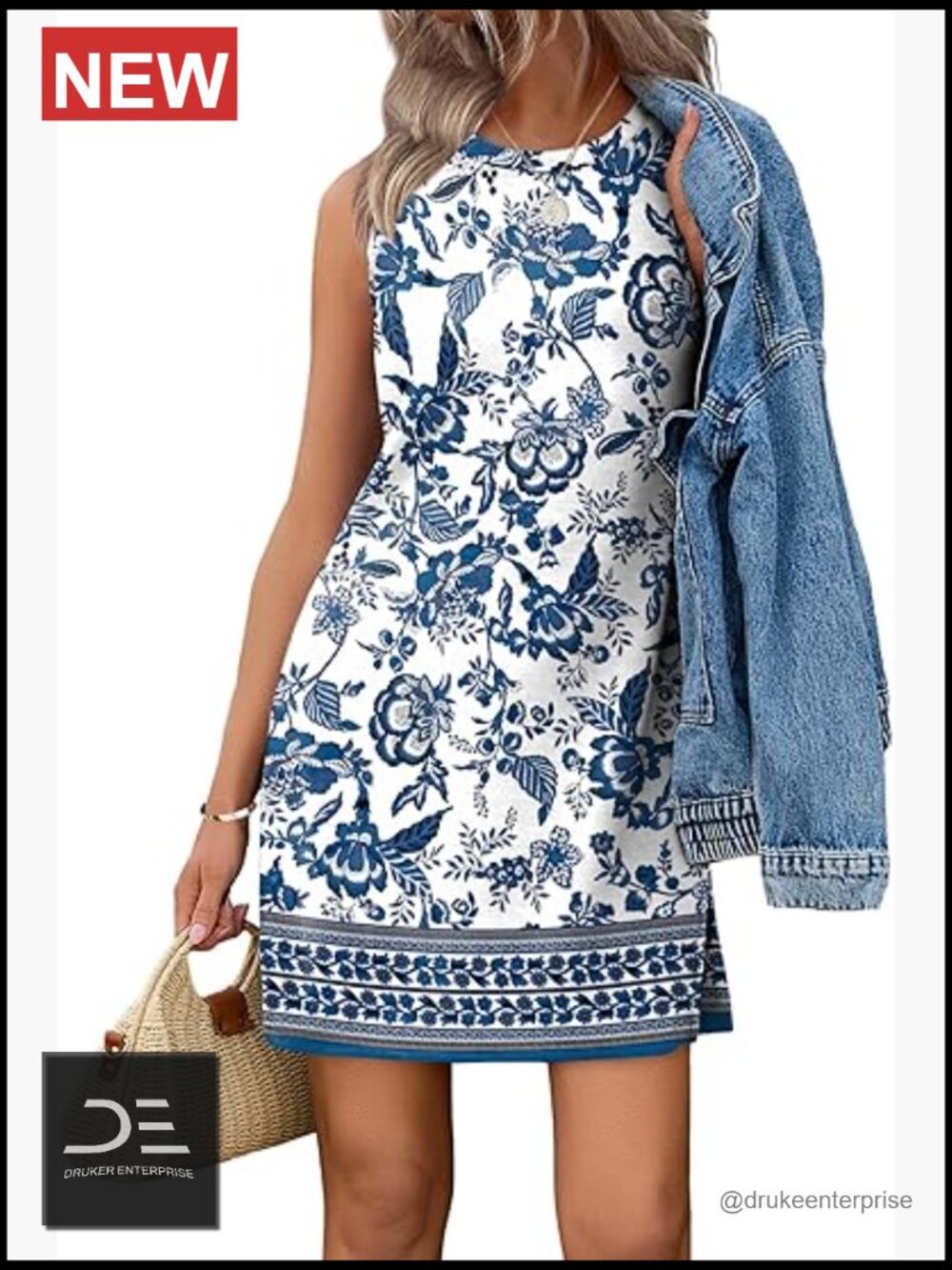 Women's Sleeveless Crewneck Tank Dress A-Line Vacay Midi